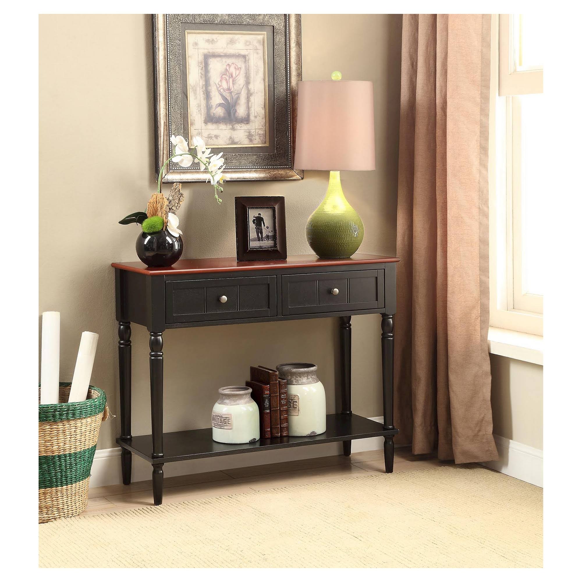 Convenience Concepts French Country 2-Drawer Hall Table Black/Cherry