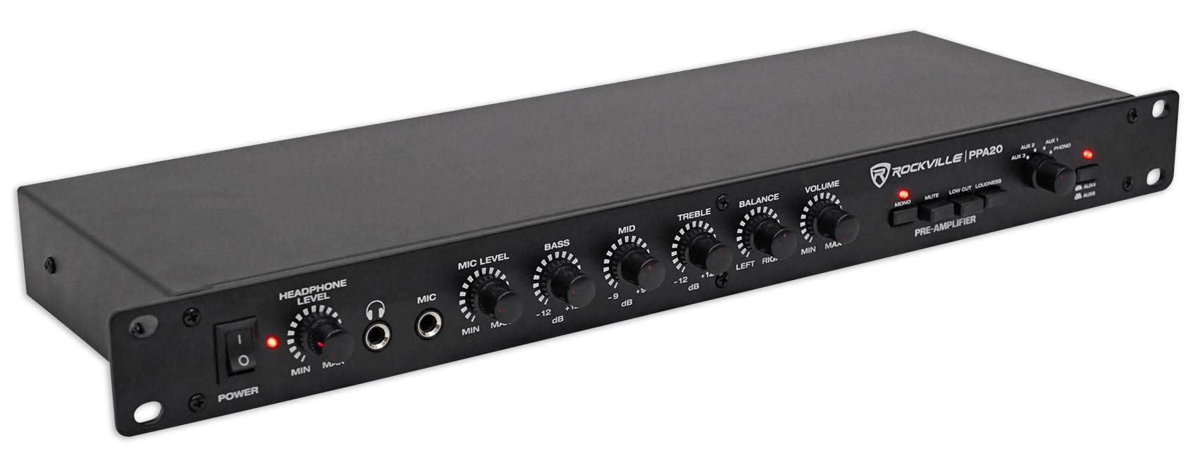 Rockville PPA20 Preamp Professional 1U Rack Mount Pre-Amplifier W/CRO