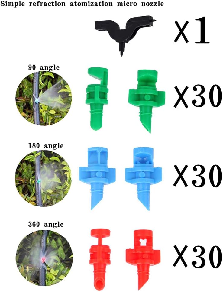 90 pcs, 90/180/360 Angle Sprinklers Miniature Garden Lawn Water Spray Atomization Sprinkler Nozzle Irrigation System Plant Waterer Garden Irrigation Sprinkler Pack of 2
