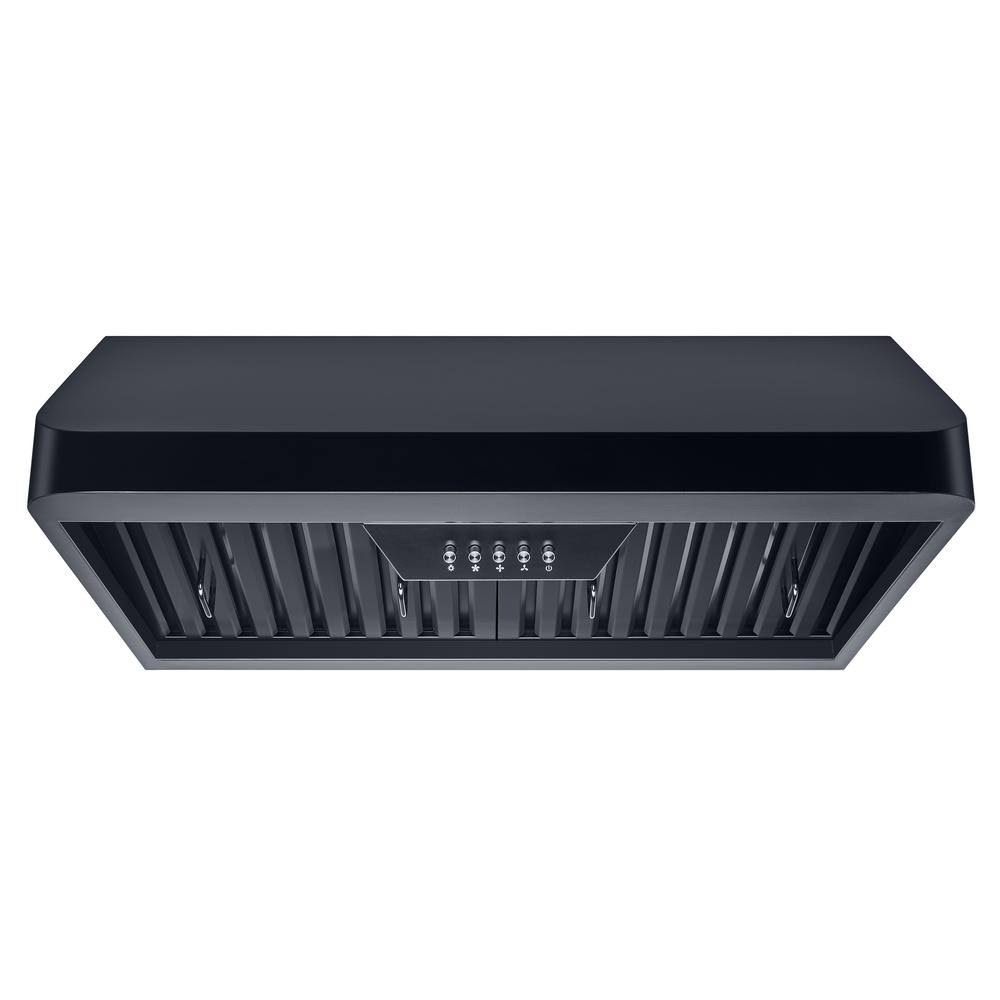 Winflo 30 in. 300 CFM Ducted Under Cabinet Range Hood in Black with Baffle Filters