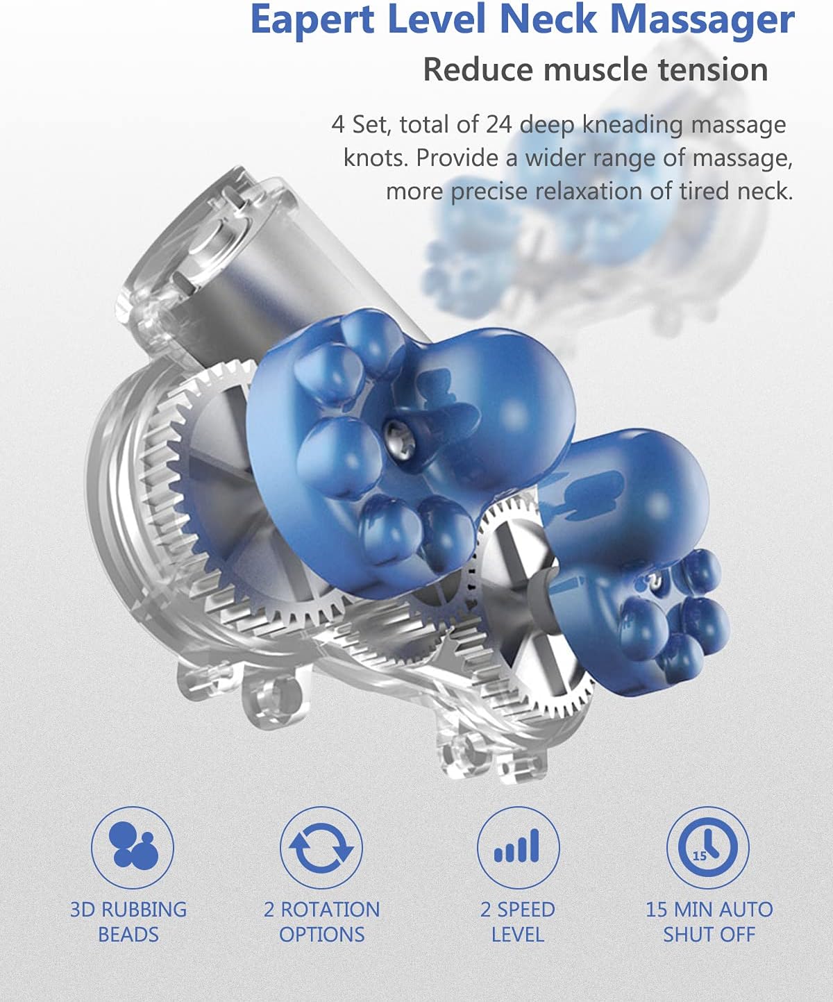 CONQUECO Shiatsu Neck Massager: Neck and Back Massager with Heat - Electric Rechargeable Cordless Cushion Pillow Deep Tissue 3D Kneading Beads for Pain Relief Cervical Relax, Gift, Home, Office