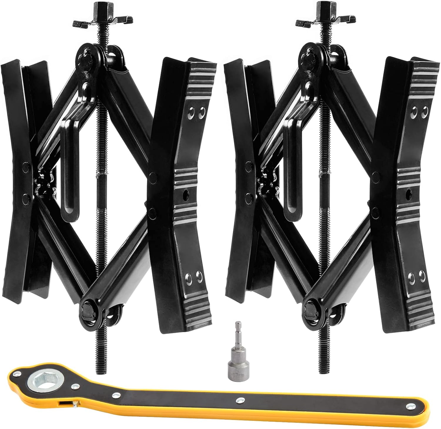 Camper Wheel Chock Stabilizer 2 Sets, Double Speed Heavy Duty Truck RV Tire Scissor Locking X Chock, Camper Accessories for Travel Trailers Tire Chalks, Anti Rust Coating, Fit for 3.5” to 12” Pack of 2