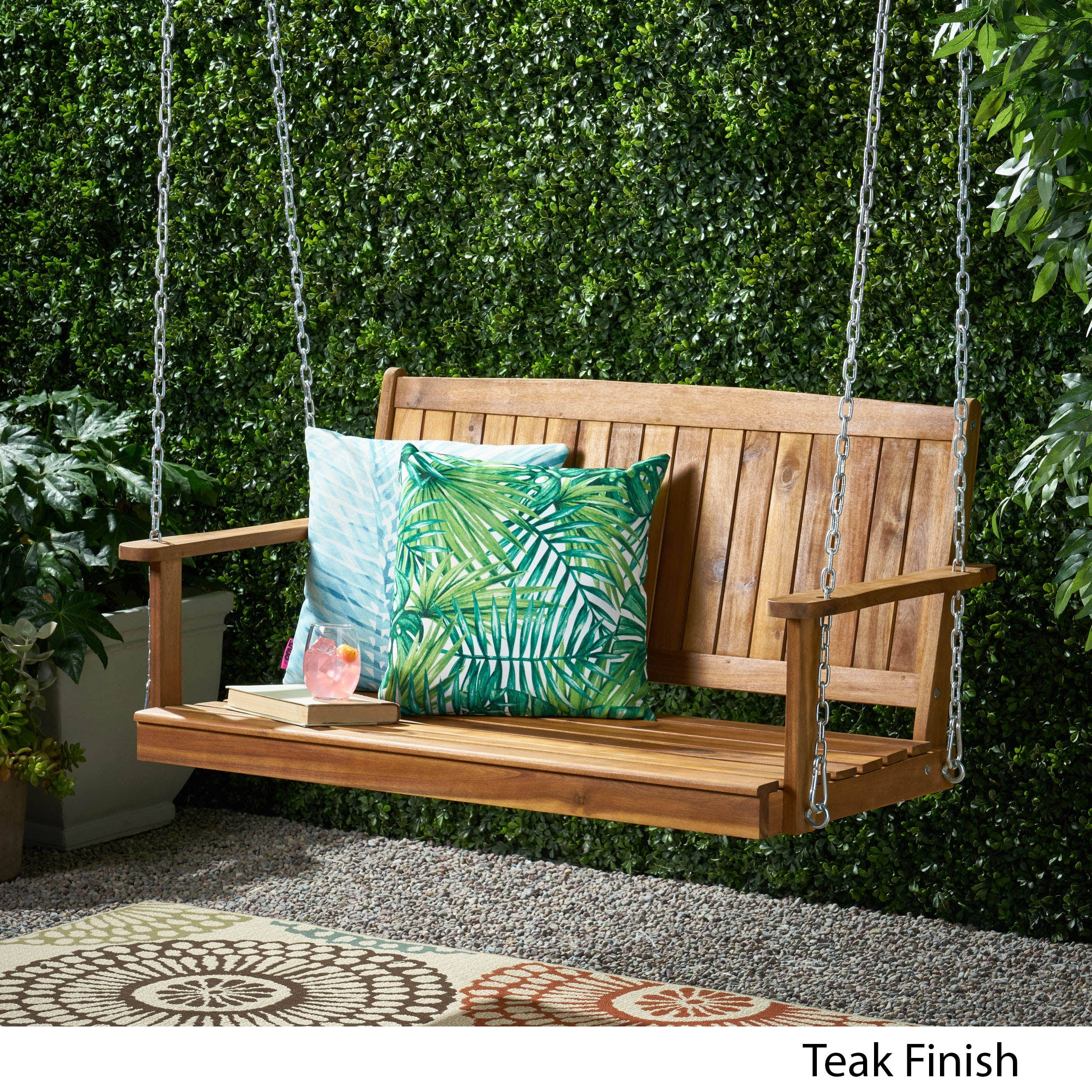 Tambora Acacia Wood Patio Porch Swing Gray - Christopher Knight Home