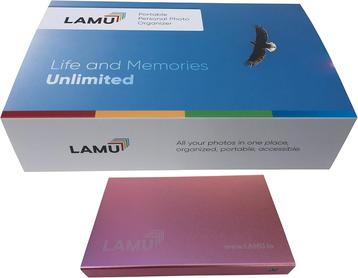 LAMU Photo Organizer 500GB - Digital Picture Manager for Windows - Software Included to Easily Organize Your Photos and Videos - Digital Photo Storage - (Charcoal Black)