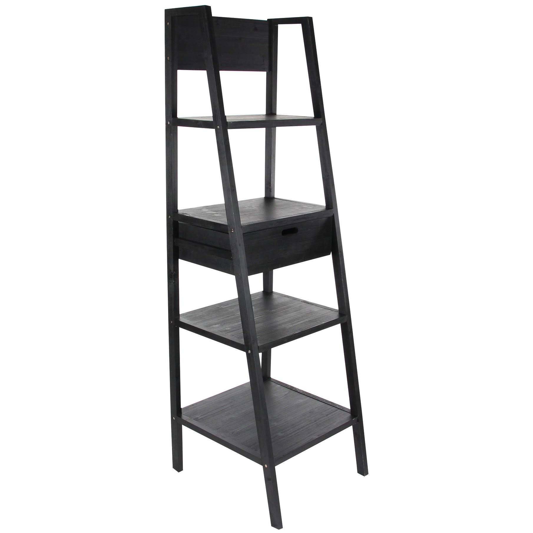 Superb Wood Storage Shelf, Black