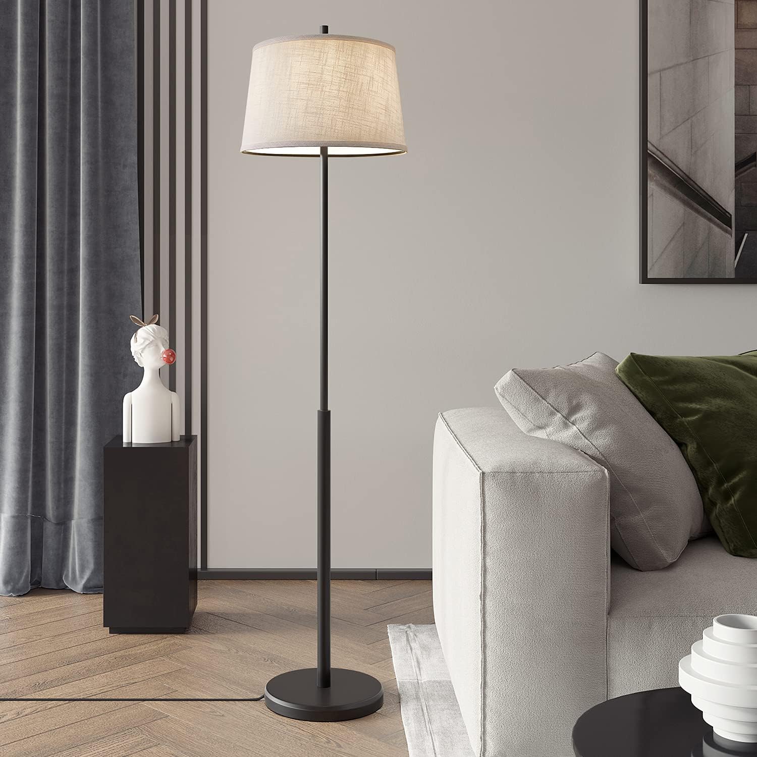 Oneach Modern Floor Lamp for Living Room 62&rsquo;H Contemporary Standing Light for Bedrooms Office Minimalist Metal Gold Floor Lamp for Home Antique Brass