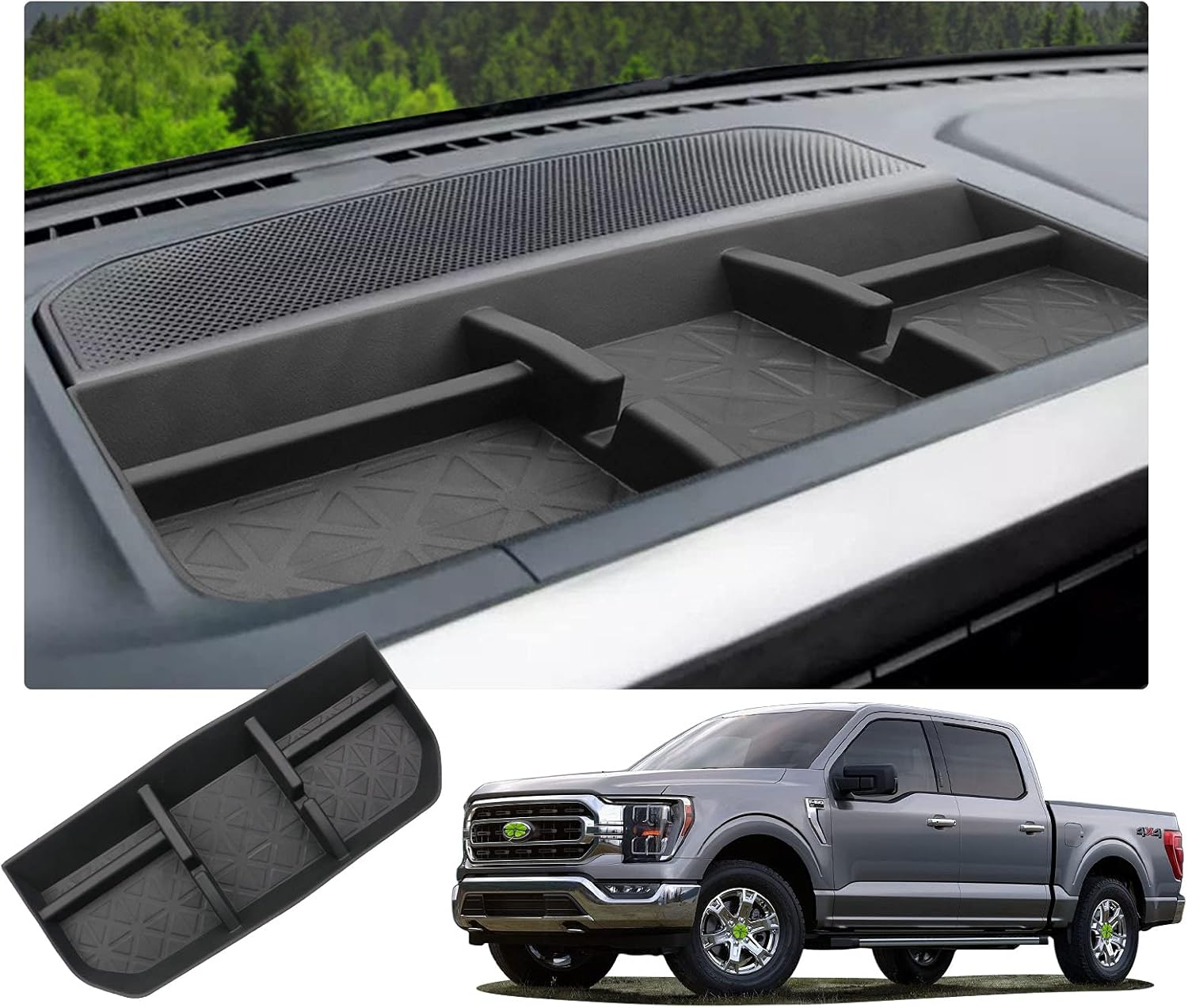 R RUIYA Car Dashboard Storage Box Organizer Tray Compatible with 2015-2020 Ford F150 F 150 2018-2020 Ford Expedition Custom Accessory Armrest Box Glove Secondary Storage Console Organizer Insert Tray (2015-2020)