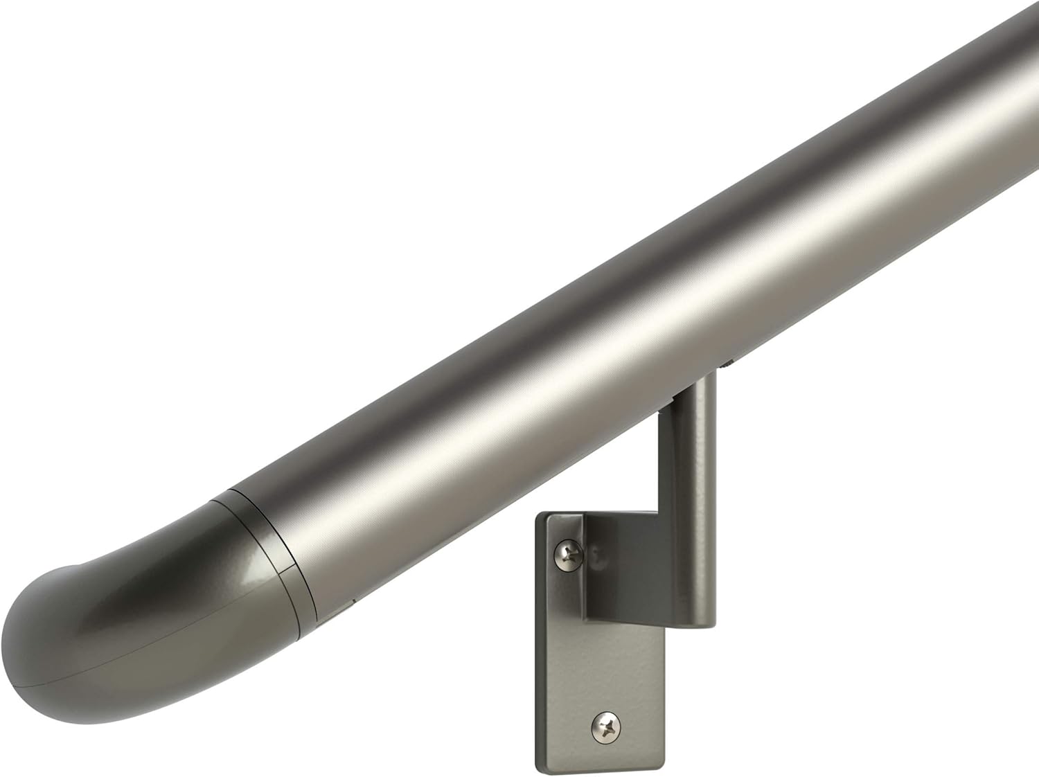 18 in. Handrail - Complete Kit. Satin Black Anodized Aluminum with 2 Satin Black Wall Brackets + ADA Wall Returns, 1.6