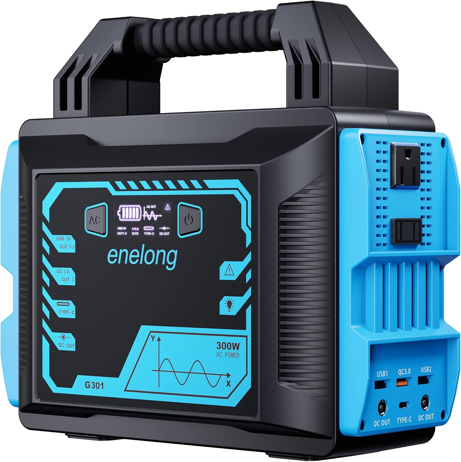 Portable Power Station 300W, Enelong Solar Generator 296Wh with PD45W Output, 2 AC Outlets 2 DC Ports 2 USB Ports, Portable Generator with Bright LED Flashlight for Camping CPAP Emergency