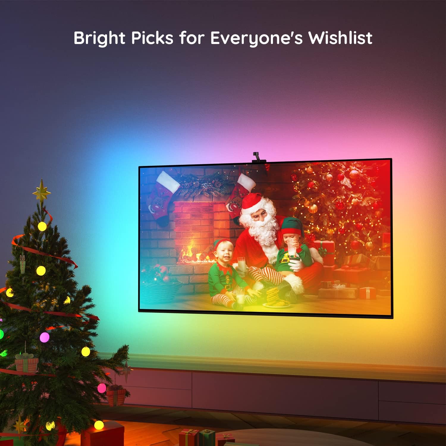 Govee Immersion TV LED Backlights with Camera, RGBIC Ambient Wi-Fi TV Backlights for 55-65 inch TVs PC, Works with Alexa & Google Assistant, App Control, Lights and Music Sync, Adapter, H6199 Pack of 2