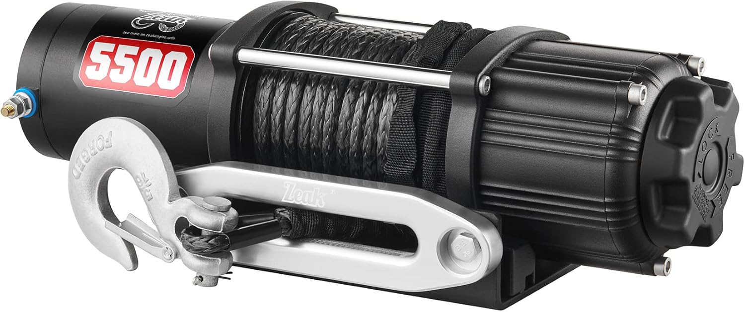 ZEAK 5500 lb Synthetic Rope Winch, with Wireless Remote Bracket, Handlebar Switch, for ATV UTV Powersports Off Road