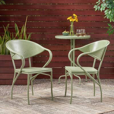 Darcy Patio Dining Chair Ebern Designs Frame Color: Crackle Green