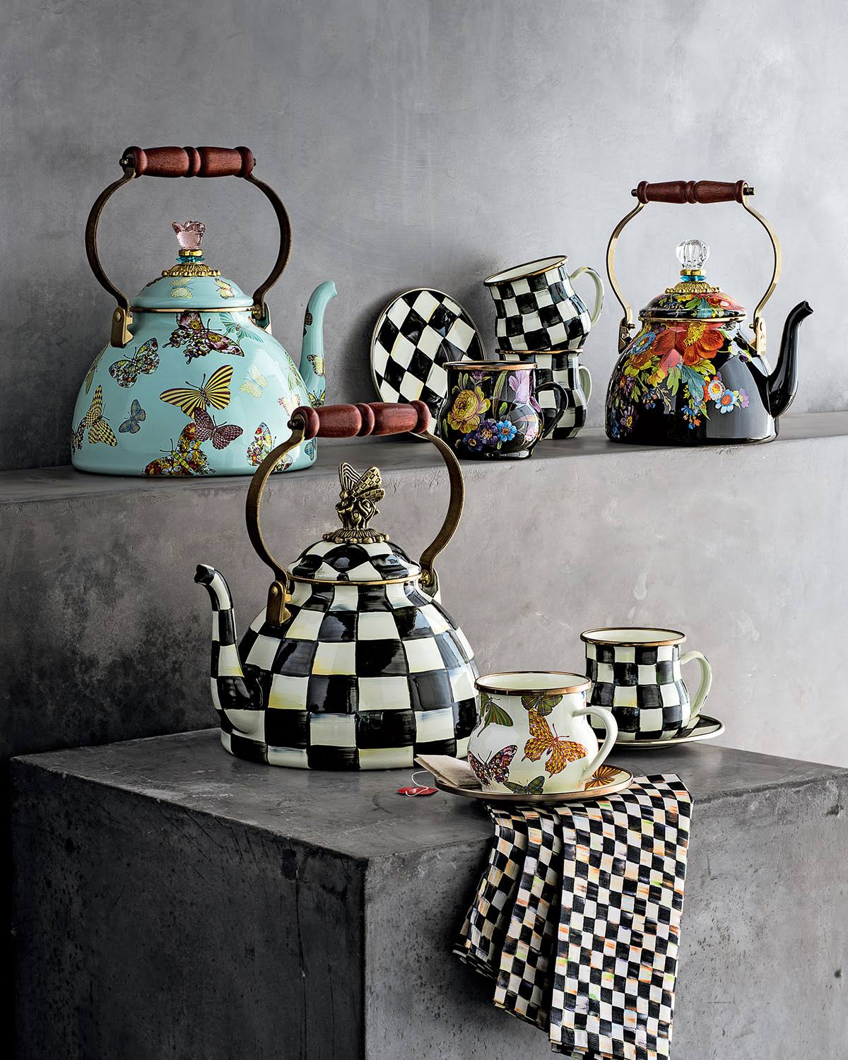 Mackenzie Childs Courtly Check Enamel Saucer