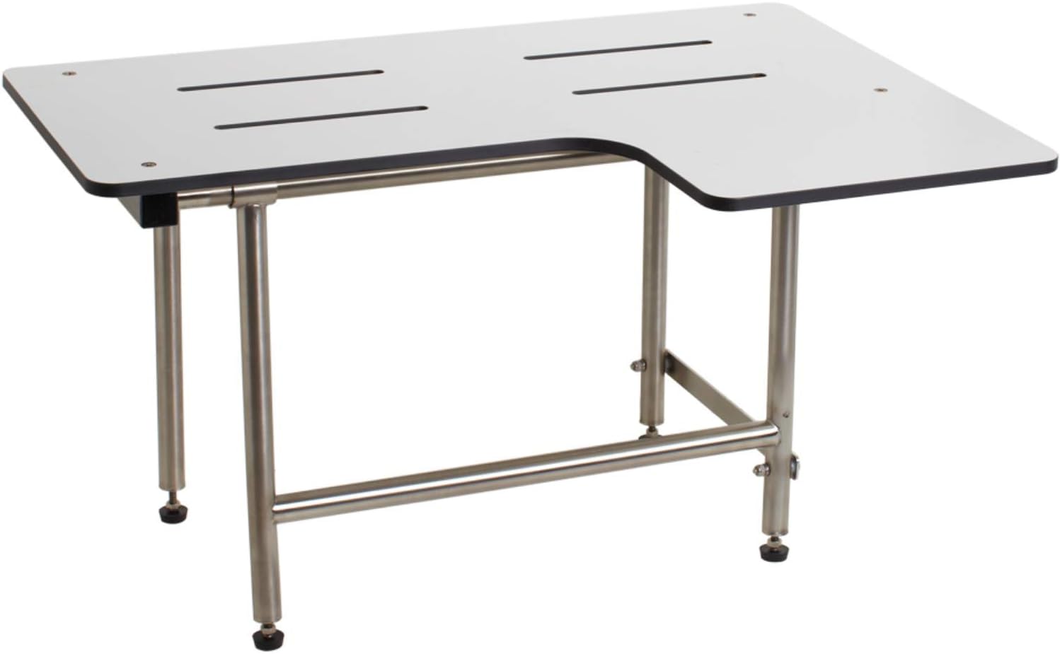 Seachrome Lift-Assist ADA L-Shaped Reversible Bathroom Shower Bath Transfer, Folding Wall-Mounted White Phenolic Seat with Swing Down Legs, 32 x 22.5, 32