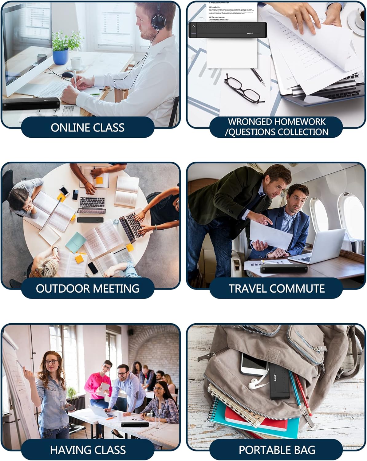 HPRT Wireless Bluetooth Portable Printer+Case+Ribbon 3 in 1 by Thermal Transfer MT800 for Outdoor Traveling Printer Compatible with Android and iOS Phone 2nd Generation Upgrade Version (Black)