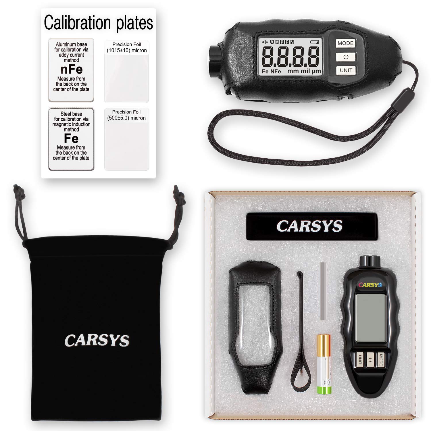 Coating Thickness Gauge DPM-816 Combo | Paint Meter for Automotive | Fast Measurement | Range 0-137 mils | Fe/nF Precision Probe (Black)