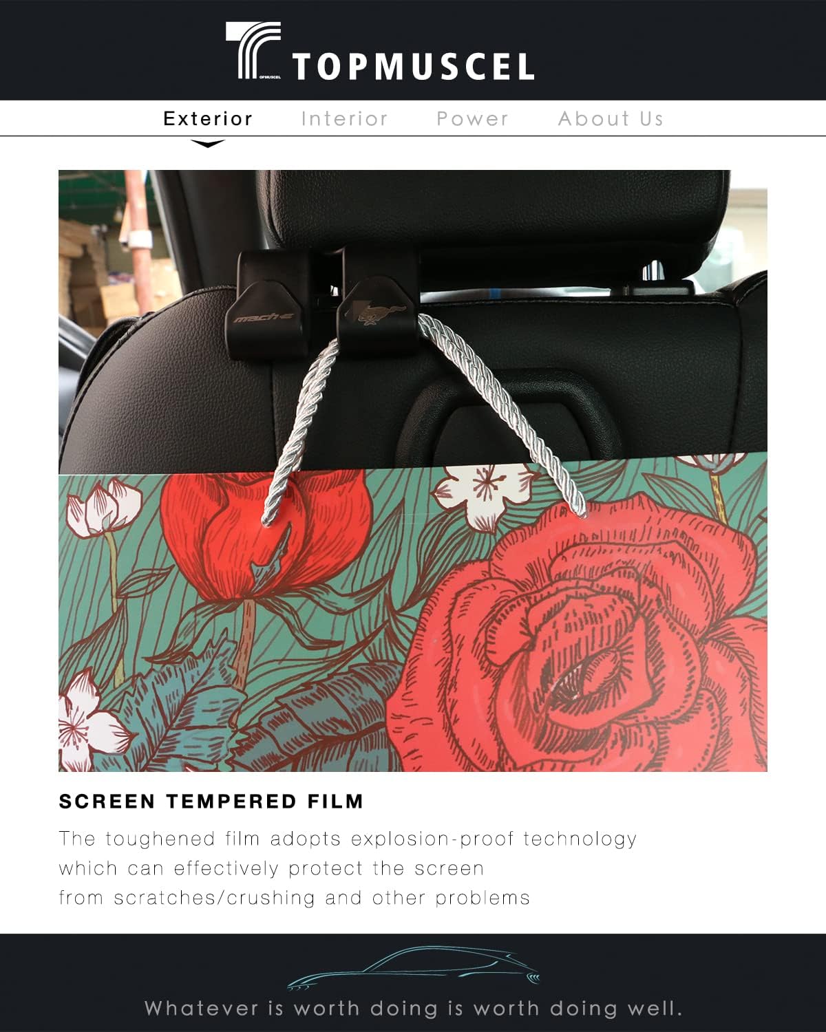 TopMuscle Car Back Seat Headrest Hooks Interior Accessories for Ford Mustang Mach E (2 Pack)