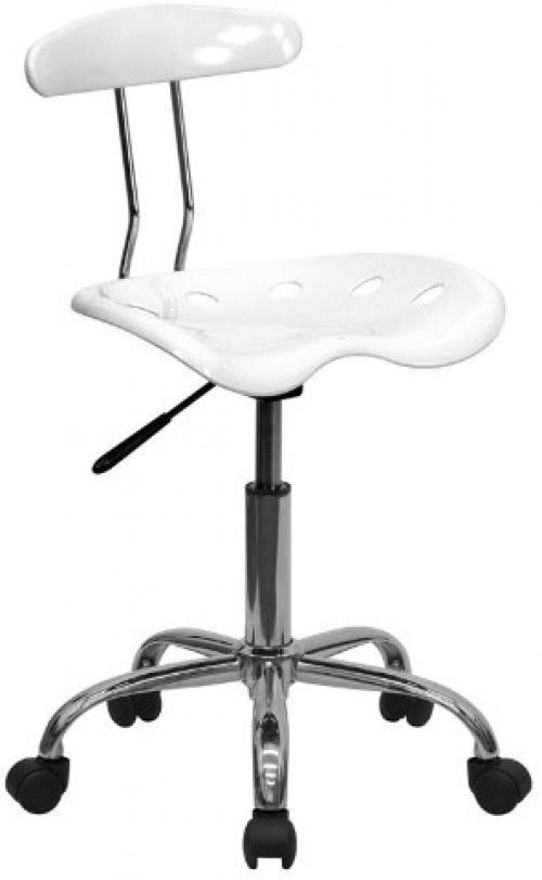 Flash Furniture Vibrant White and Chrome Swivel Task Chair with Tractor Seat