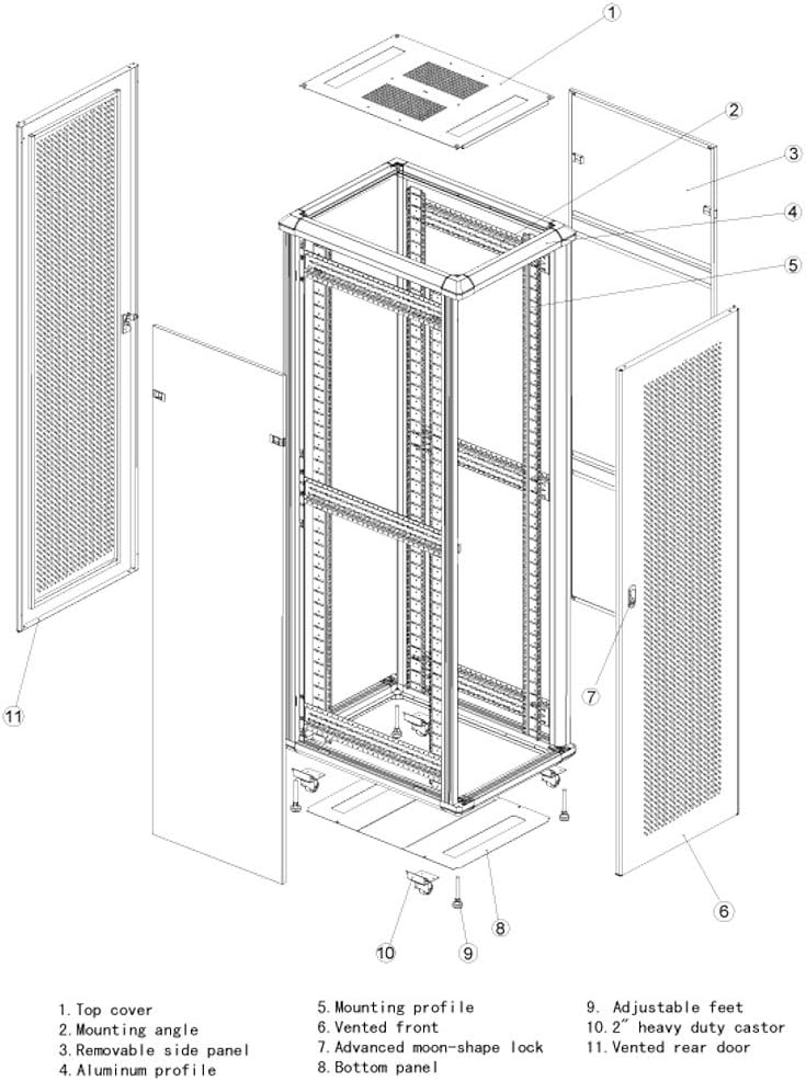 RAISING ELECTRONICS 42U Rack Mount Internet/Network Data Server Cabinet Enlosure 600MM (23.5inch) Deep