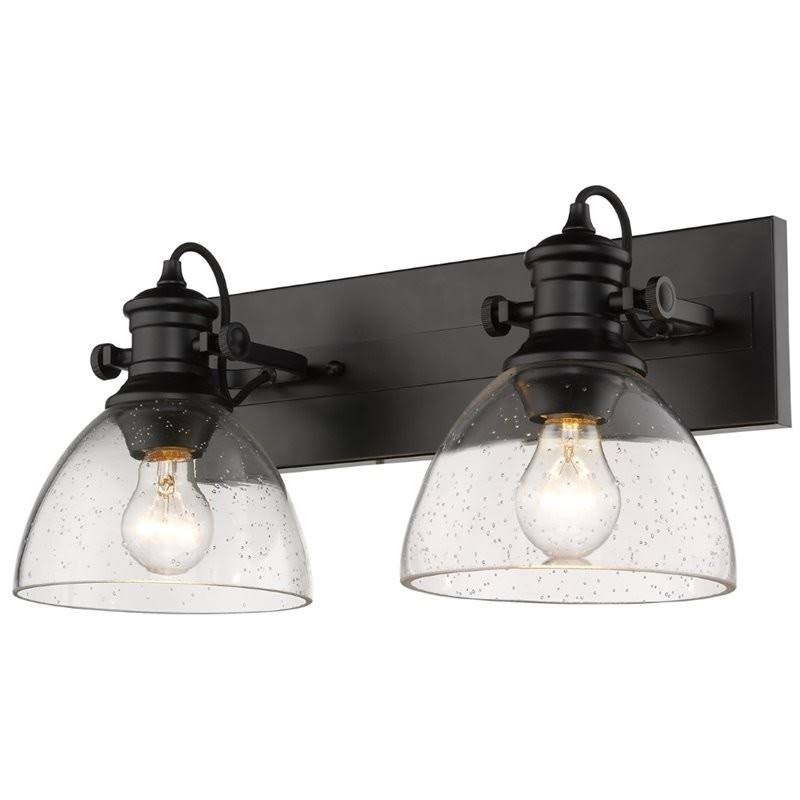 Beaumont Lane 2 Light Seeded Glass Vanity Light in Black - BL-1882447