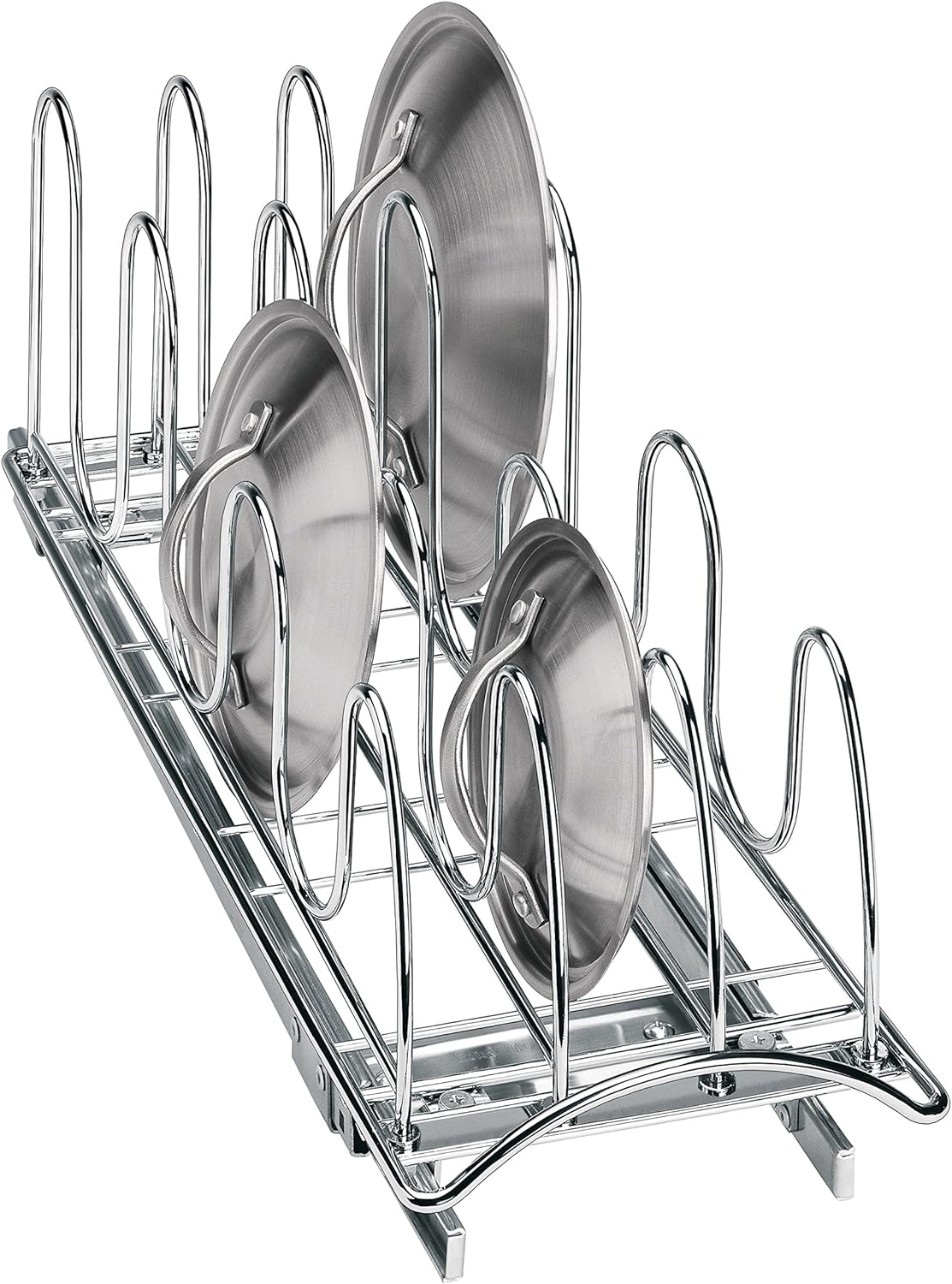 Lynk Professional&reg; Slide Out Pan Lid Holder and Pull Out Kitchen Cabinet Organizer Rack, 7.25w x 21d x 9h -inch, Chrome
