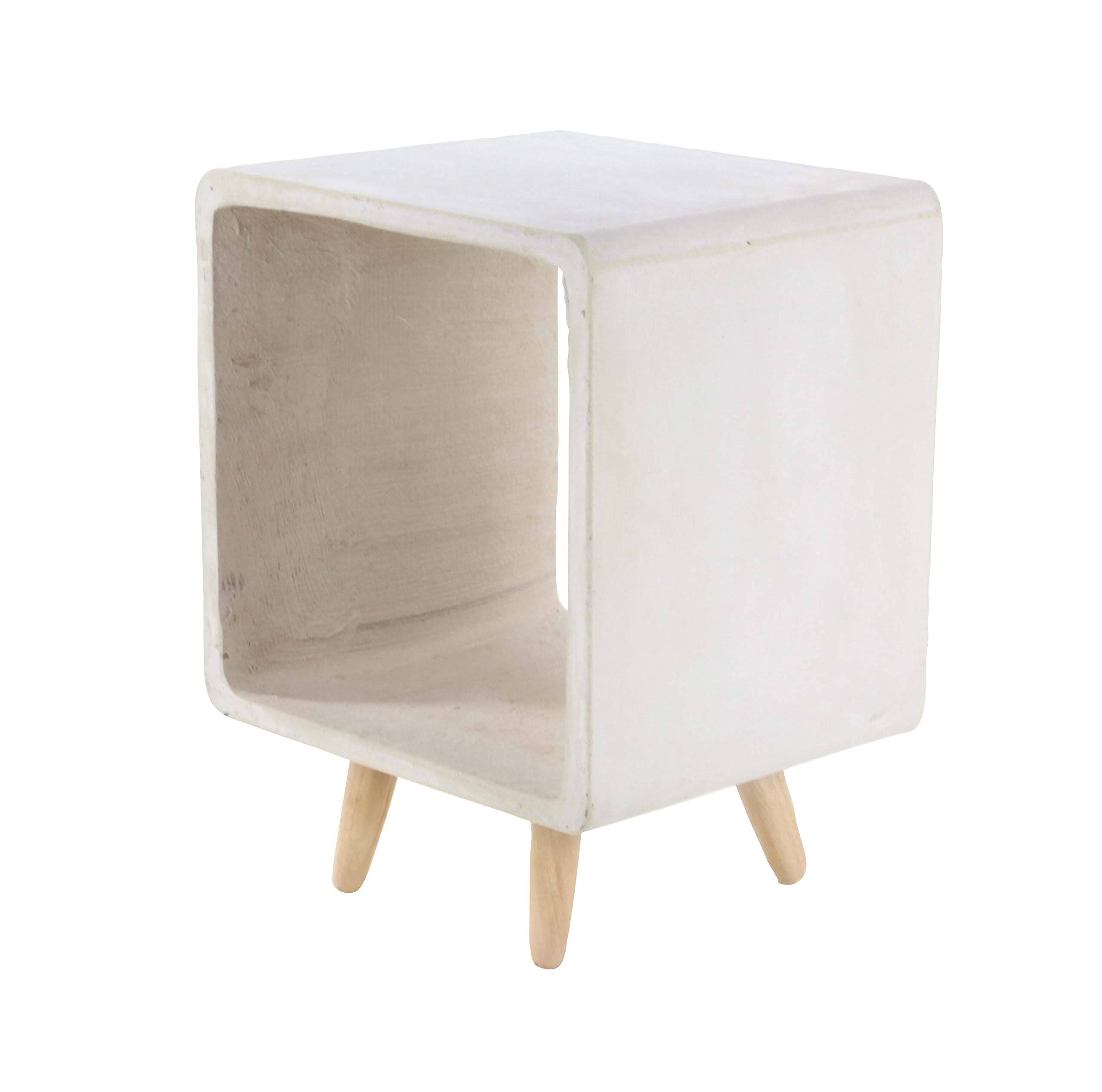 Decmode Contemporary Simple Fiberclay Square Accent Table White
