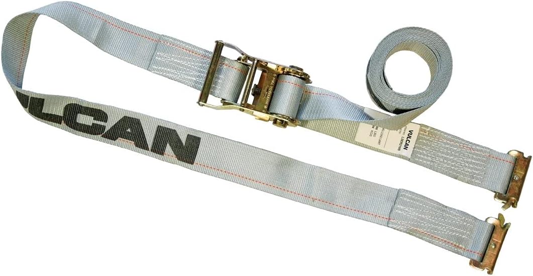 VULCAN Logistic Strap for E Track, Ratchet Style - 16 Foot, 6 Pack - Gray - 1,333 Pound Safe Working Load Pack of 2