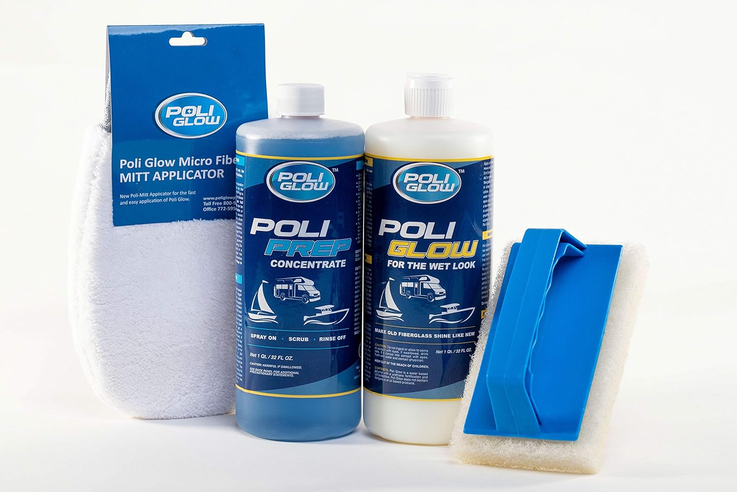 Poli Glow Basic Kit — Complete Fiberglass Restorer. For Boats and RVs and More. Everything Needed for a 32-Foot Boat or a 34-Foot RV. Pack of 2