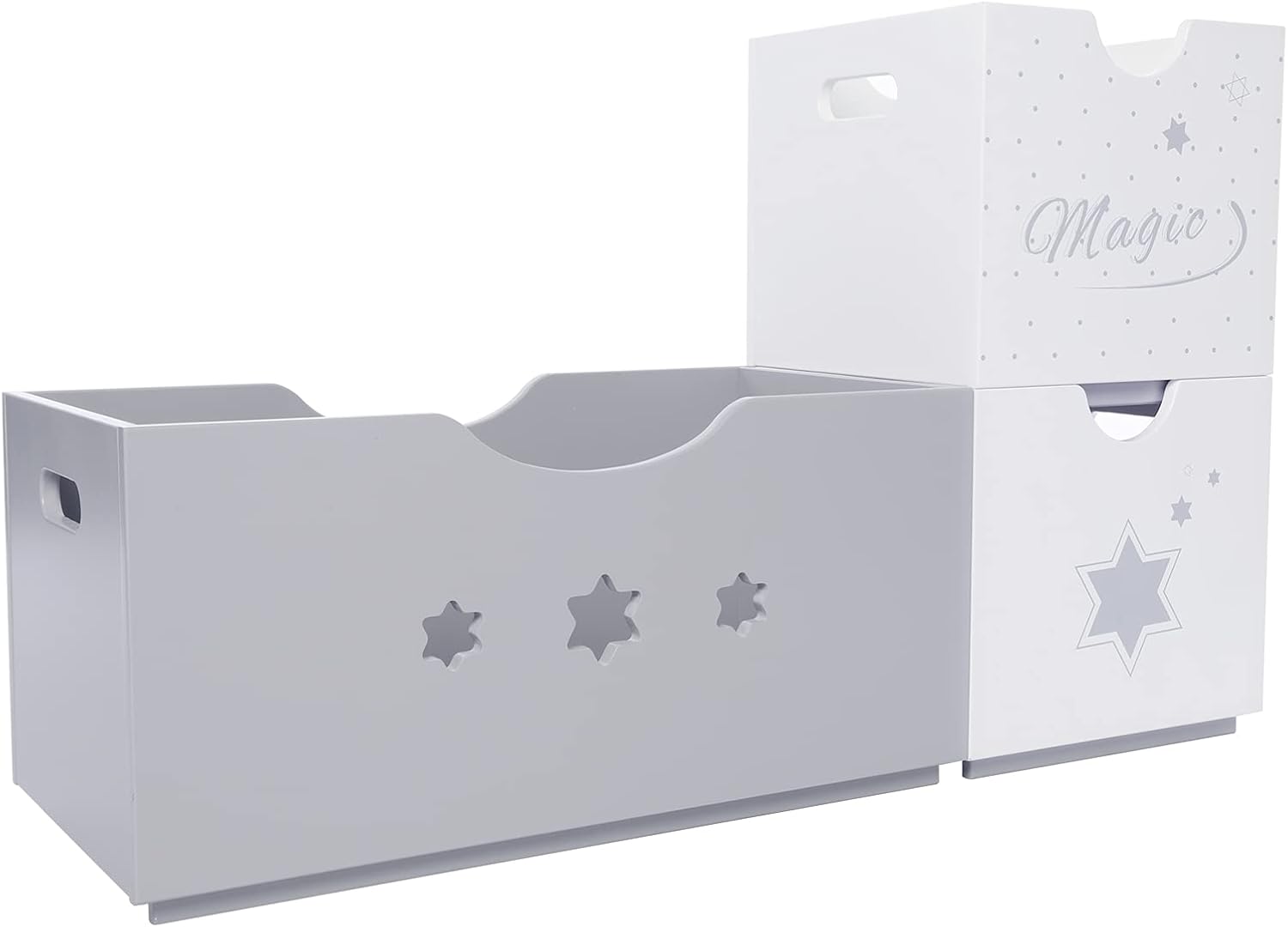 JOLIE VALL&Eacute;E TOYS & HOME 3PCS Large Kids Toy Storage Wooden, Children's Toy Organizer and Storage Suit for 1-5 Years Old, Stackable Toy Box, Storage Bins for Girls and Boys