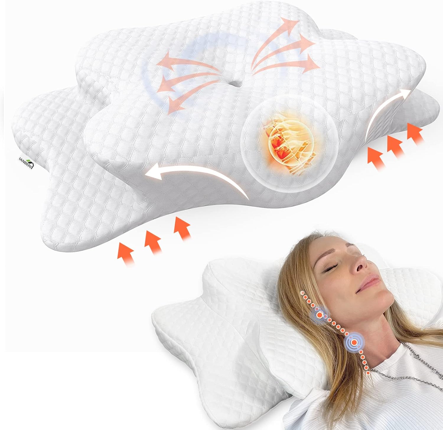 Pain Relief Adjustable Contour Memory Foam Neck Pillow, Protect Cervical Pillows for Sleeping Bed Support Multiple Poses Sleep Side Sleeper, Back, Stomach Sleepers with Washable Pillow Cover (White)