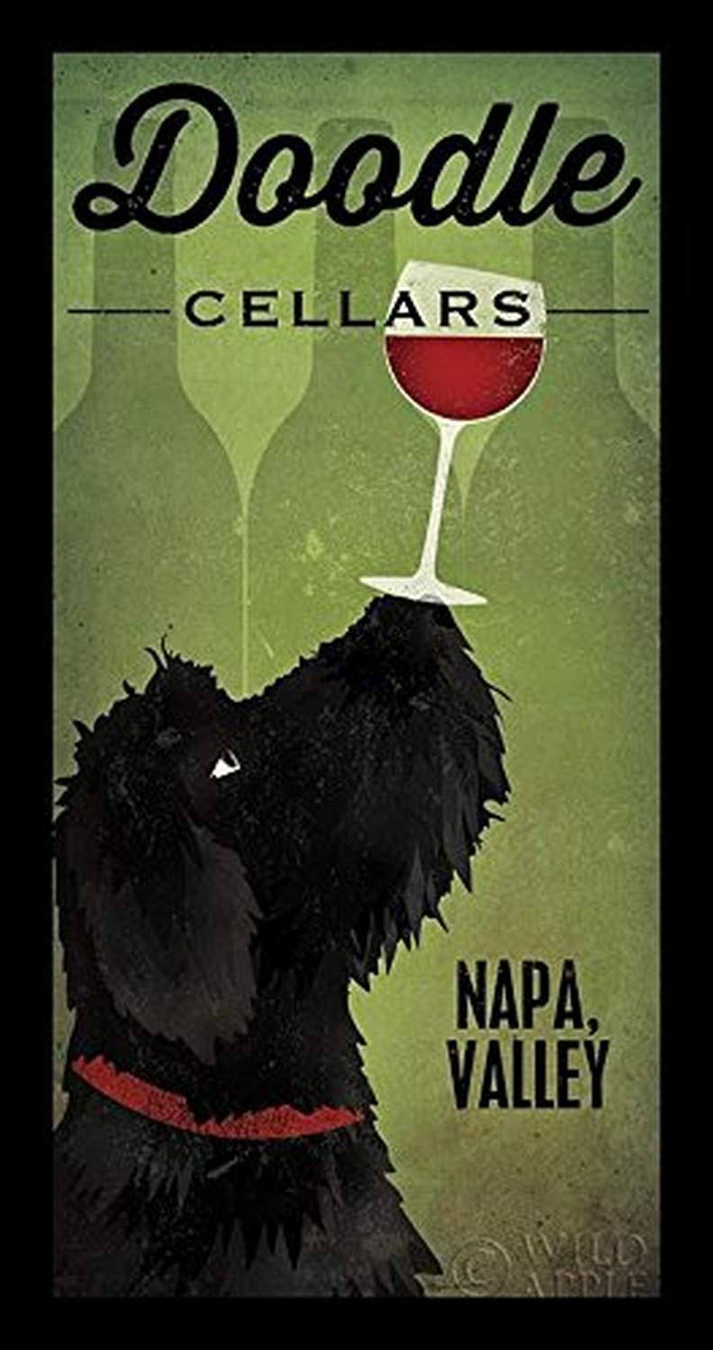 Buy Art for Less 'Black Doodle Cellars Napa Valley' by Ryan Fowler Framed Graphic Art, Green