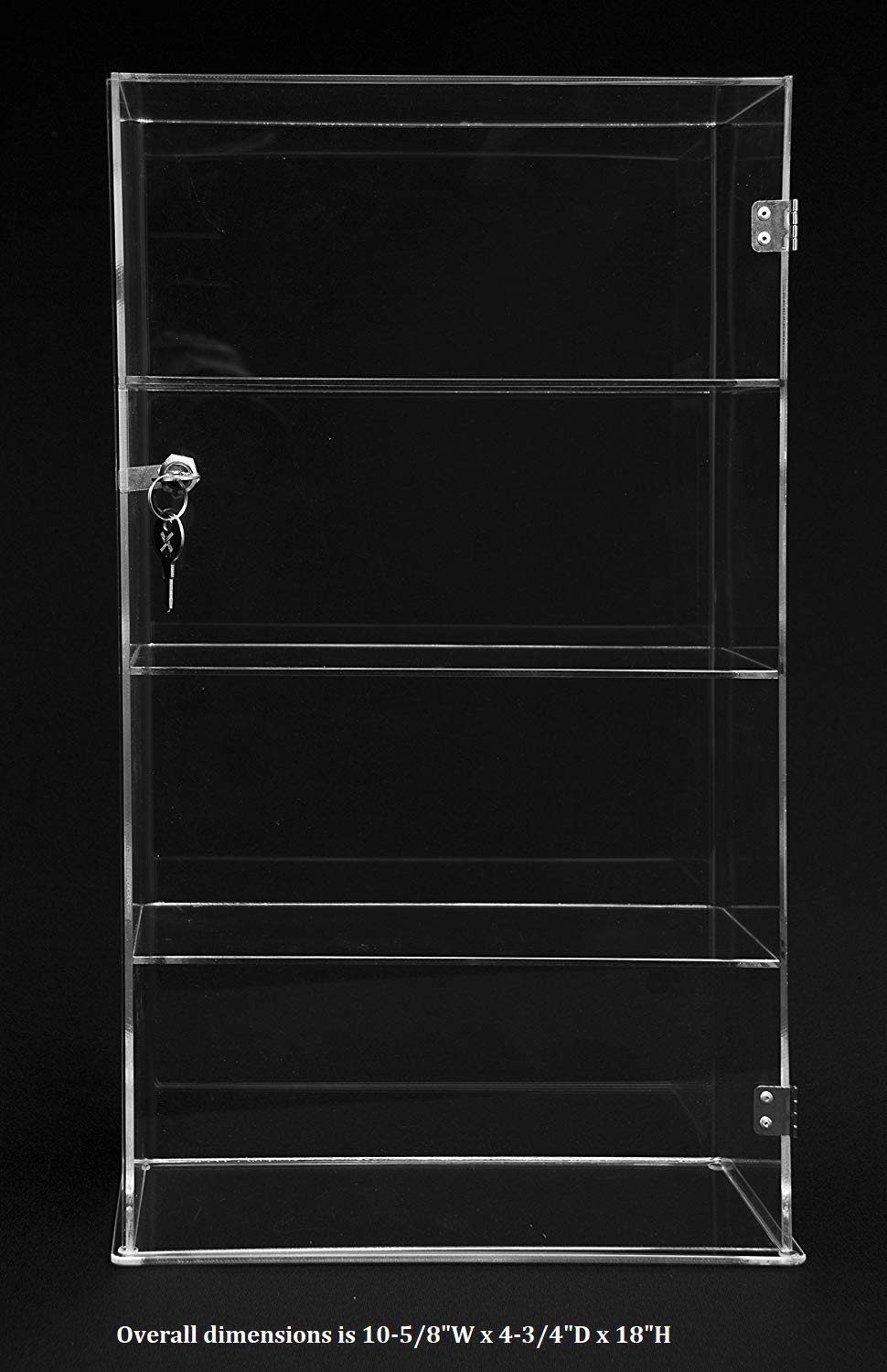 4 Shelf Acrylic Display Case 10-5/8 W x 4-3/4D x 18H with Lockable Door