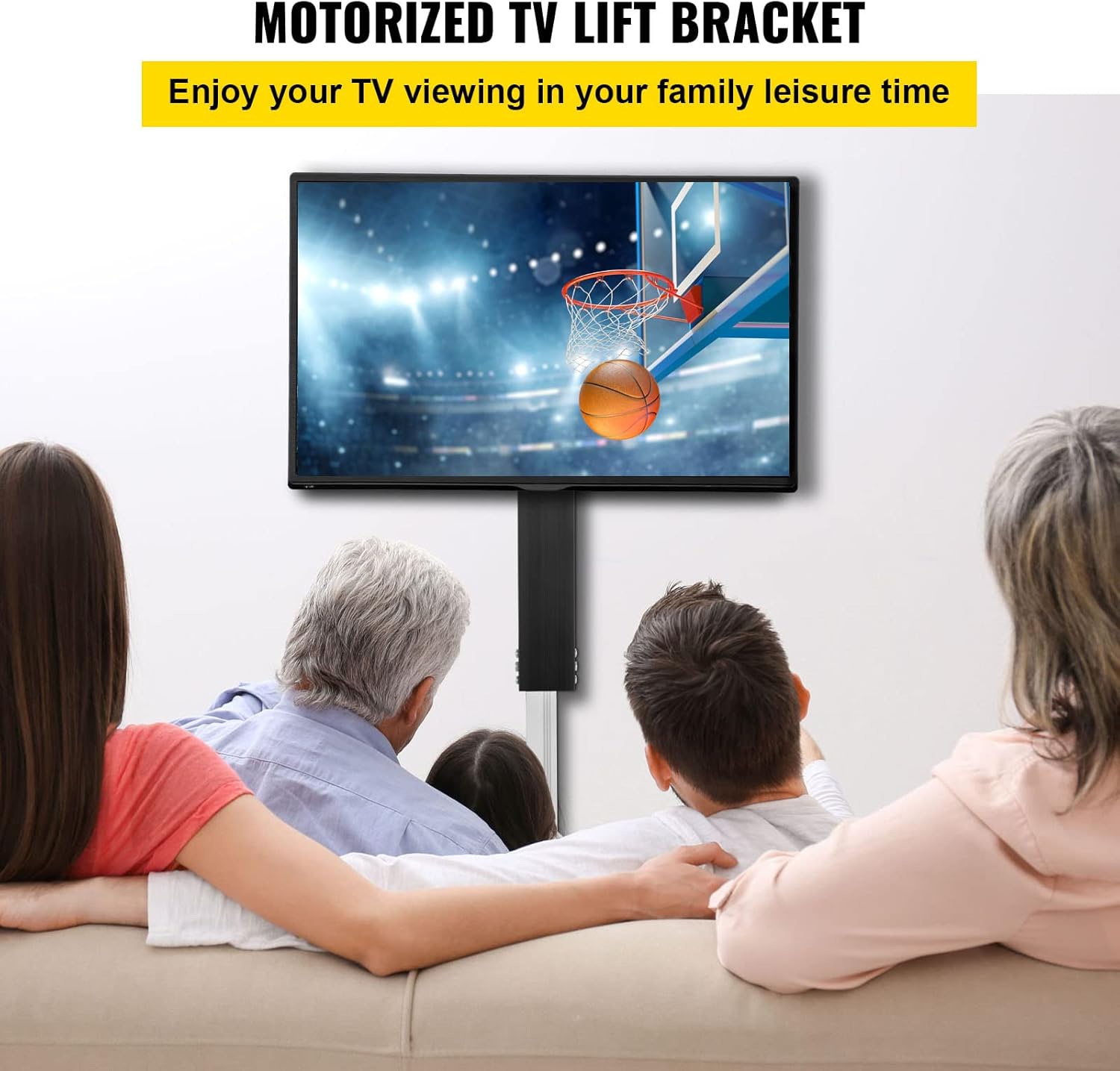 VEVOR Motorized TV Lift Stroke Length 28 Inches Motorized TV Mount Fit for Max.50 Inch TV Lift with Remote Control Height Adjustable 38-65 Inch,Load Capacity 132 Lbs