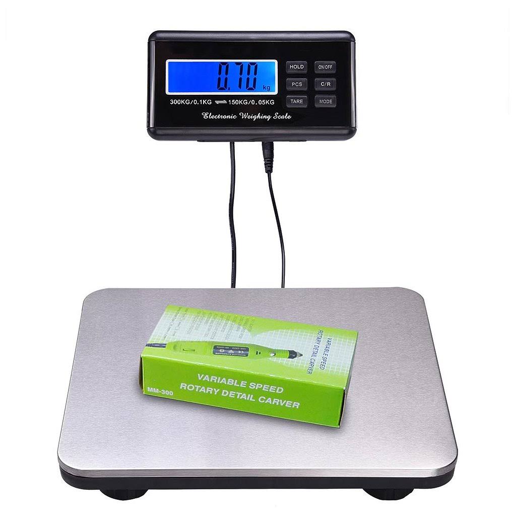 660lbs LCD AC Digital Floor Bench Scale Postal Platform