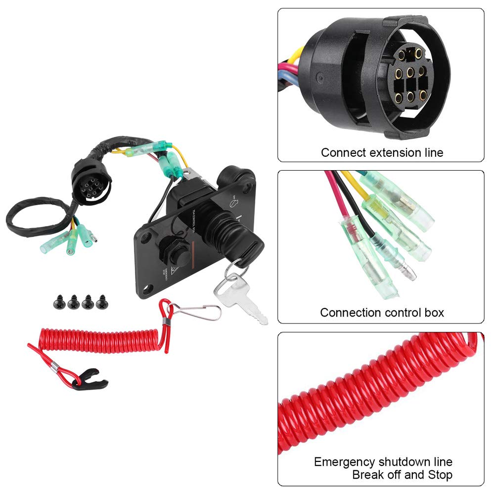 Switch Panel 12V Single Key Switch Panel Assembly for Outboard Yacht 704-82570-12-00 Pack of 2
