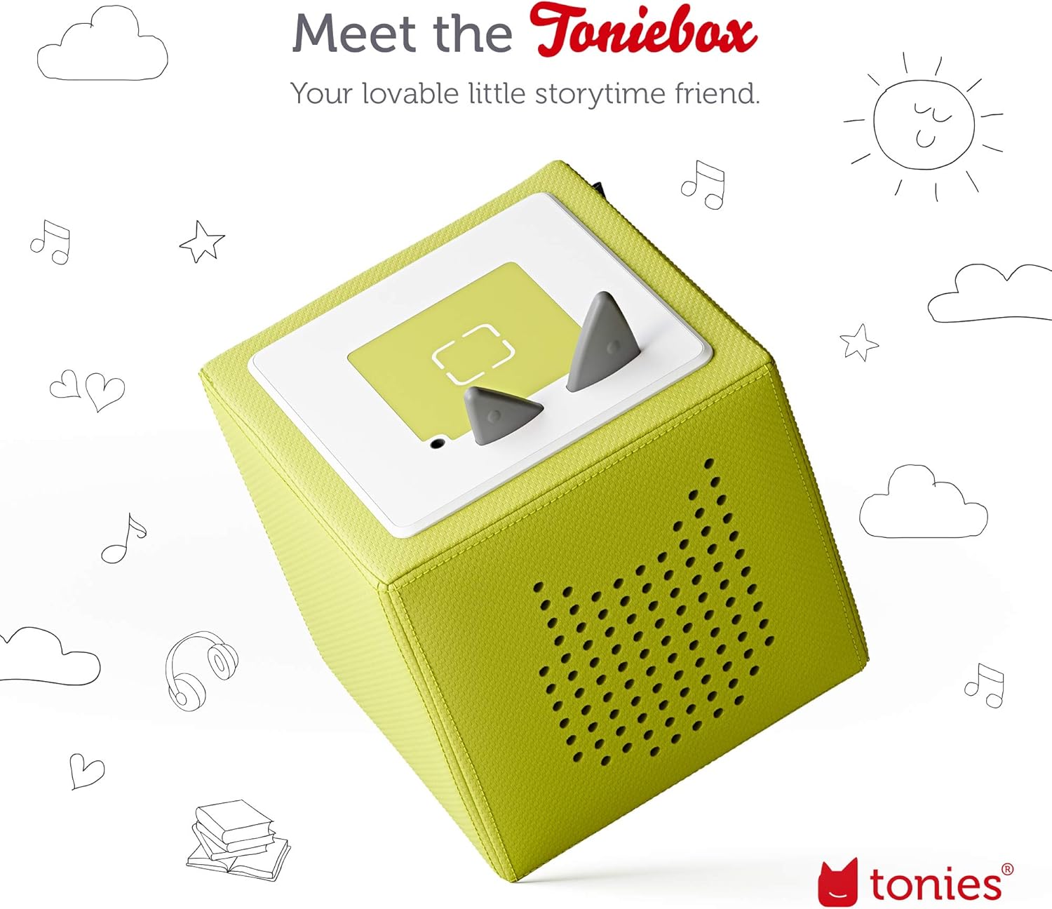 Toniebox Audio Player Starter Set with Playtime Puppy, Bedtime Songs, Celebration Songs, and Creative Audio Character - Green