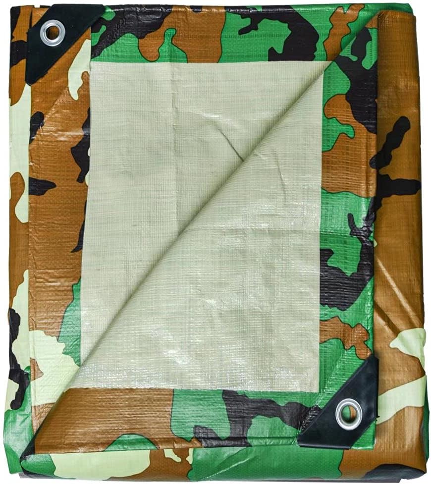 LOOGU Sun Shade Sail Waterproof UV Block Canopy for Patio Backyard Lawn Garden Outdoor Facility and Activities - 6' x 8' Woodland Camo Multi Purpose Poly Cover 10Mil