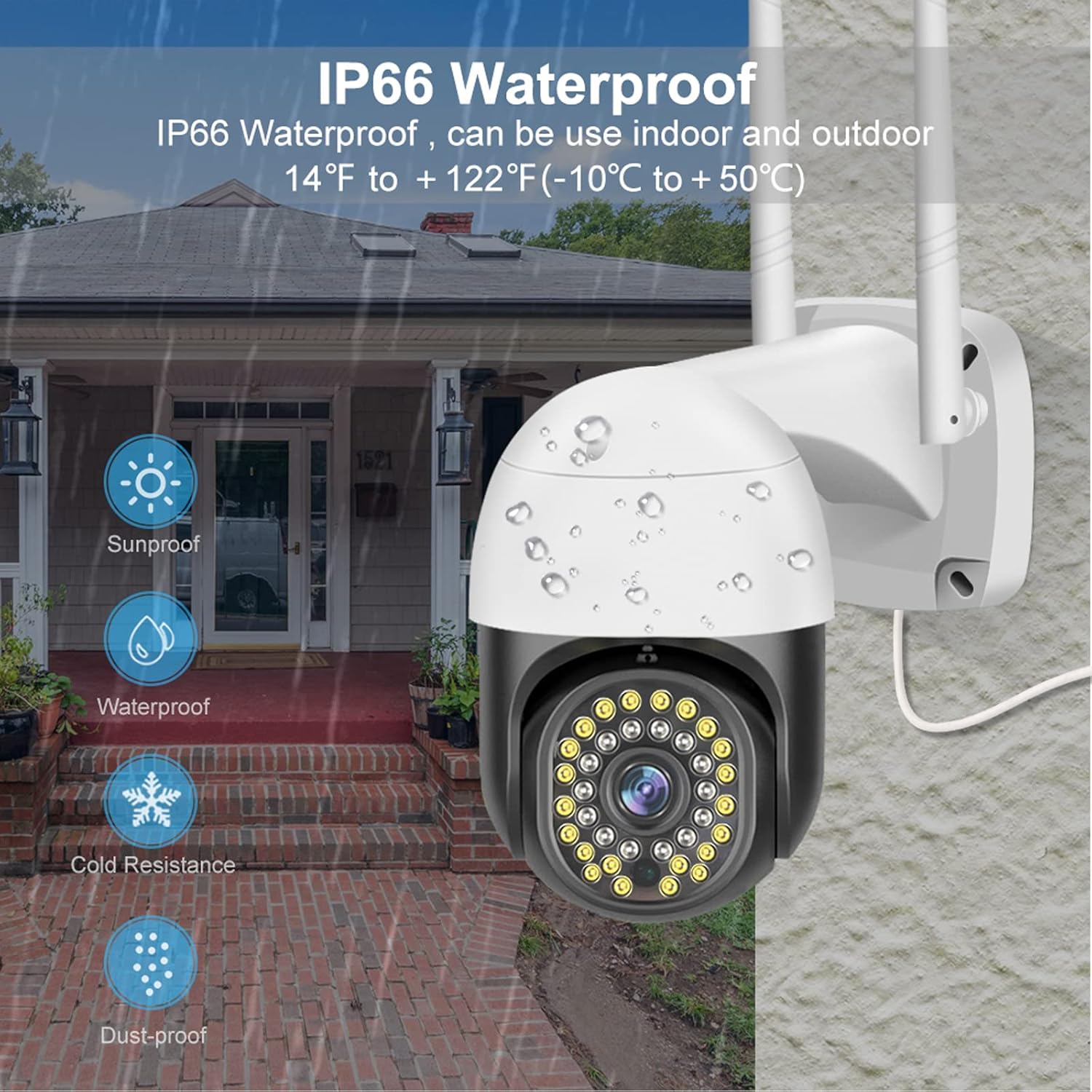 3MP Security Camera Outdoor, TUMAN Pro WiFi Surveillance Cameras Home Security, 360&deg; Panoramic Full Color Night Vision, Motion Detection Auto Tracking Smart Alerts, 2-Way Audio, IP66 Weatherproof