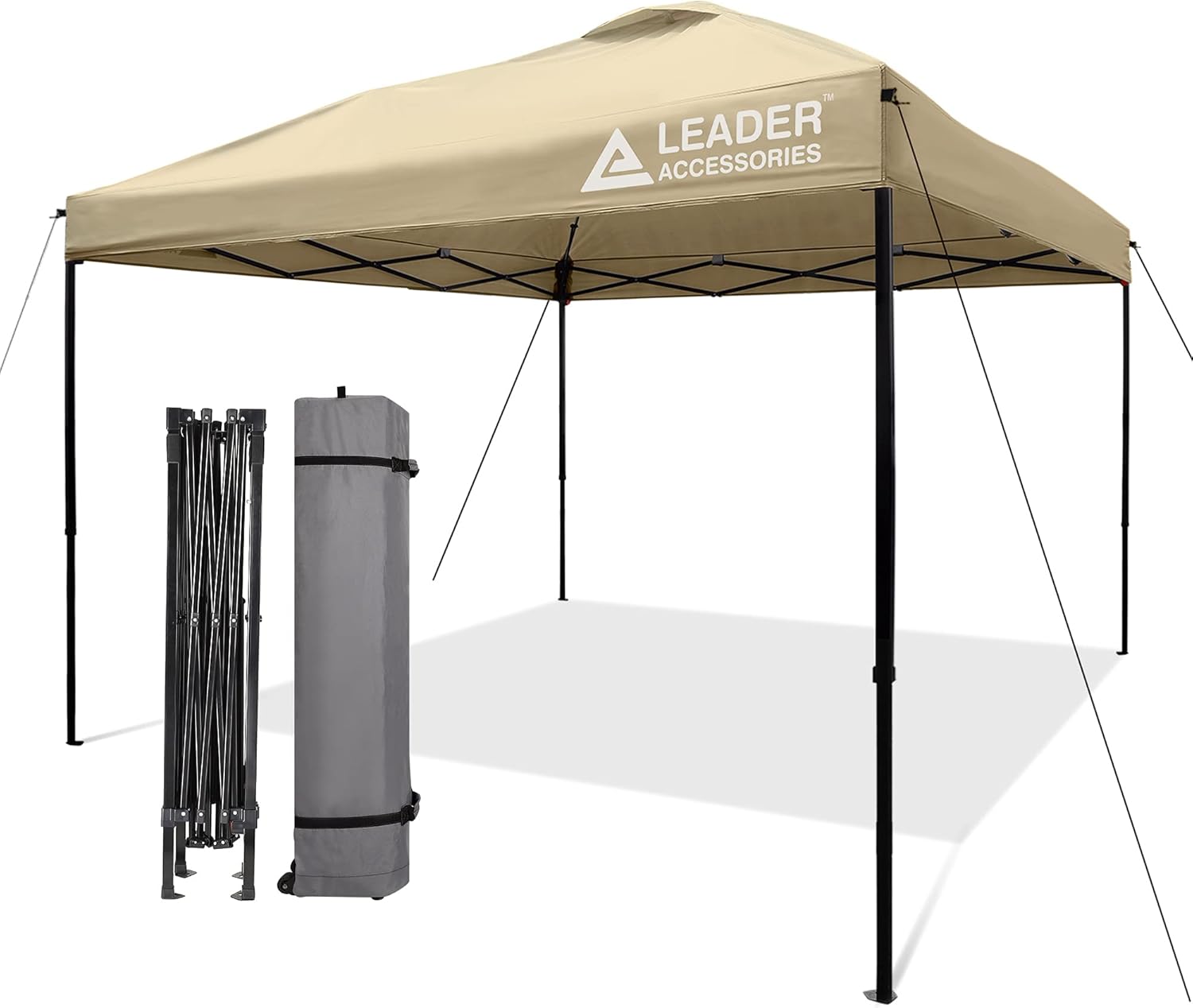 Leader Accessories Pop-Up Canopy Tent 10'x10' Canopy Instant Canopy Straight Leg Shelter with Wheeled Carry Bag, Beige