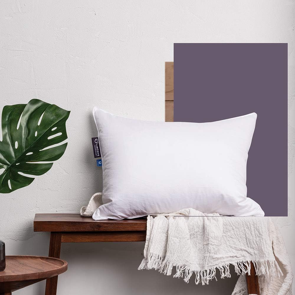 Lincove Recreation Sleeping Pillow &ndash; Filled with Imported Premium Goose Down &ndash; 625 Fill Power, 500 Thread Count Pillow Sham, King - Medium, 1 Pack