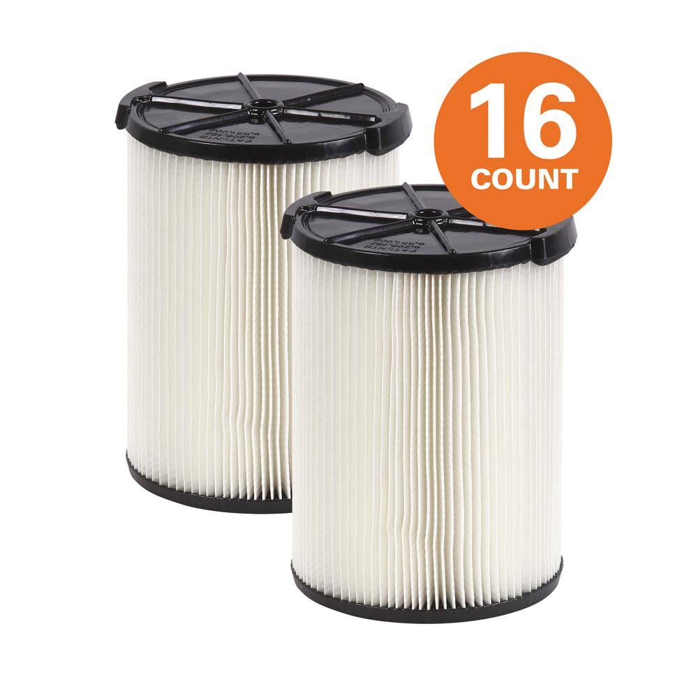Ridgid 1-Layer Everyday Dirt Pleated Paper Filter for 5.0 gal. Wet Dry Vacs (16-Pack)