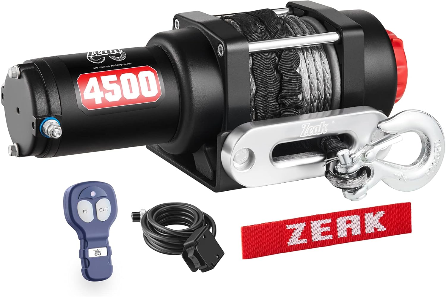 ZEAK 4500 lb Winch Kit, 12V 45 Feet Synthetic Rope, with Wireless Remote Bracket, for UTV Off Roading