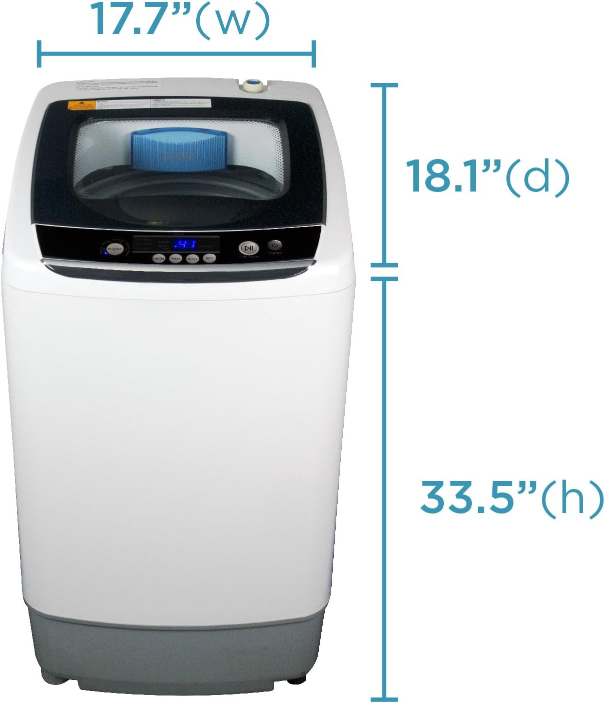 Portable Laundry Washing Machine by BLACK+DECKER, Compact Pulsator Washer for Clothes, .9 Cubic ft. Tub, White, BPWM09W