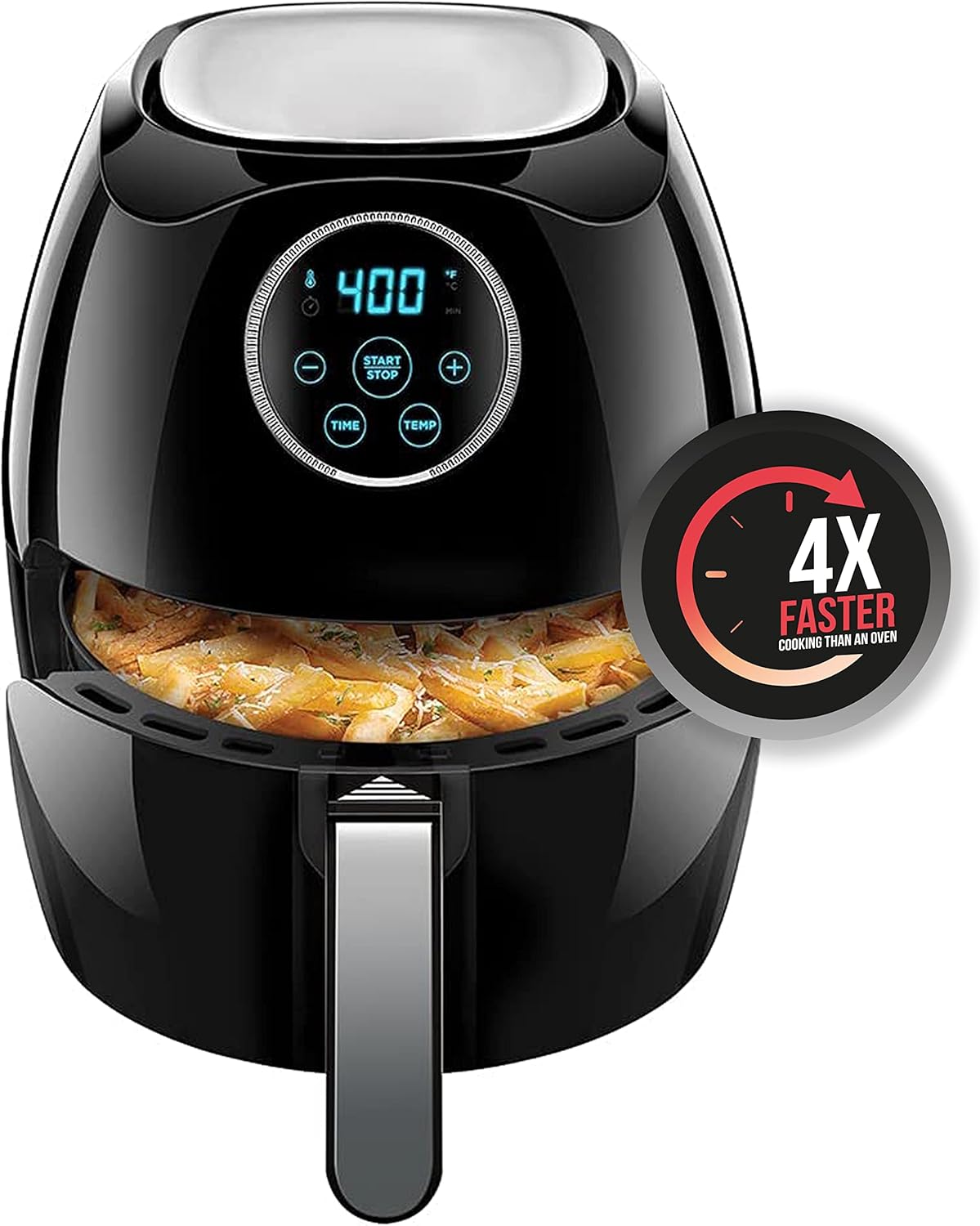CHEFMAN Large Air Fryer 6.5 Qt XL, Healthy Cooking, User Friendly, Nonstick, Digital Touch Screen with 4 Cooking Functions w/ 60 Minute Timer & Auto Shut Off, BPA-Free, Dishwasher Safe Basket, Black Pack of 2