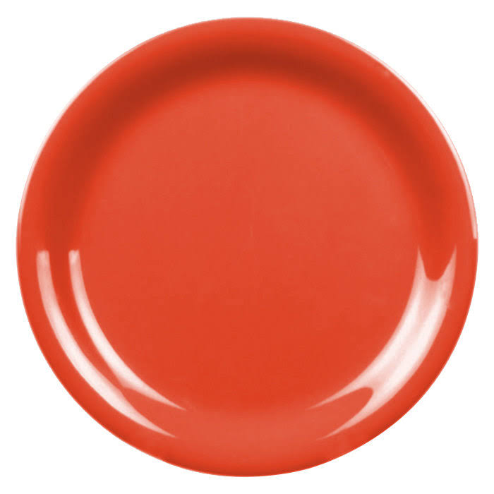Thunder Group CR106RD 6 1/2x22 Orange Narrow Rim Melamine Plate - 12/Pack