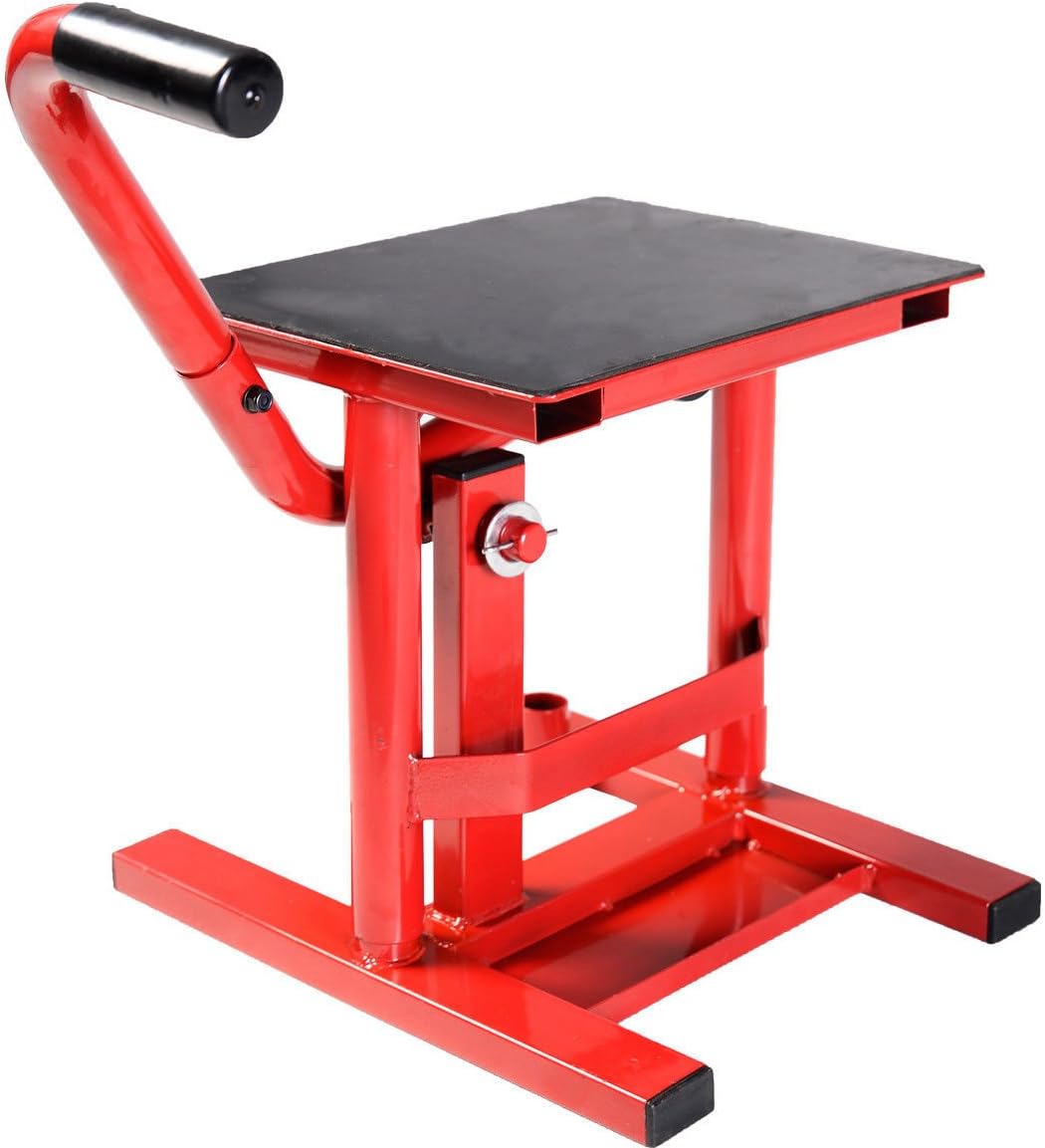 Comie Motorcycle Racing Offroad Motocross Dirt Adjustable Bike Steel Lift Jack Stand (Red)