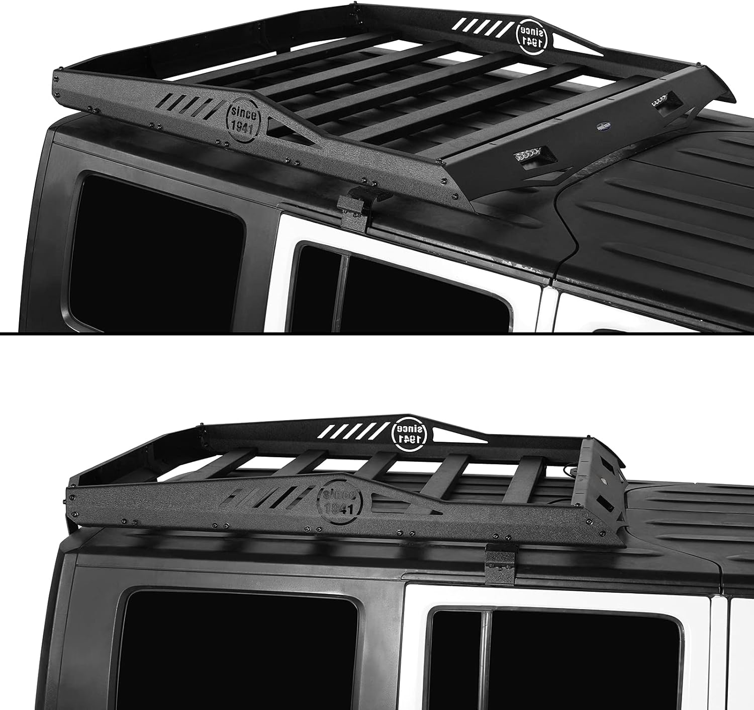 u-Box JK Wrangler Roof Rack Cargo Carrier Basket w/ Wind Deflector Compatible with Jeep Wrangler JKU Unlimited 07-18 w/ Hard-Tops