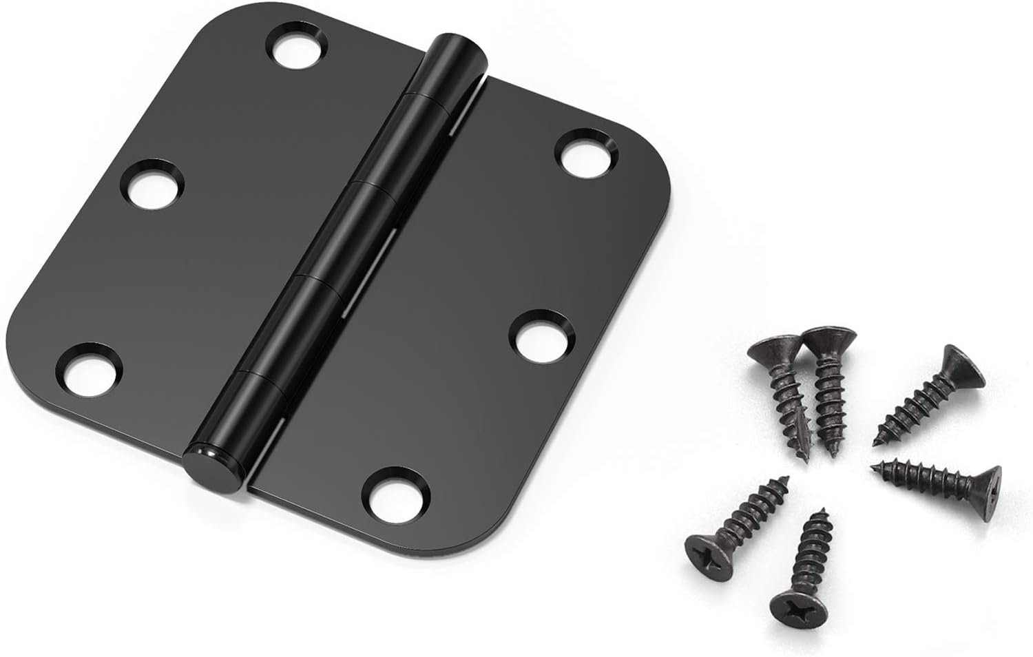 KNOBWELL 24 Pack of Matte Black Door Hinges - 3.5 Inch X 3.5 Inch Interior Door Hinges for Doors Black Finish with 1/4