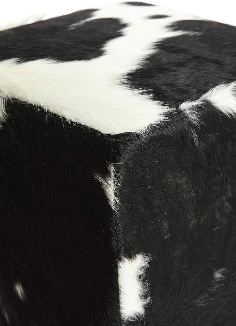 Gaucho Cowhides Black & White Cowhide Square Pouf - 18 inches