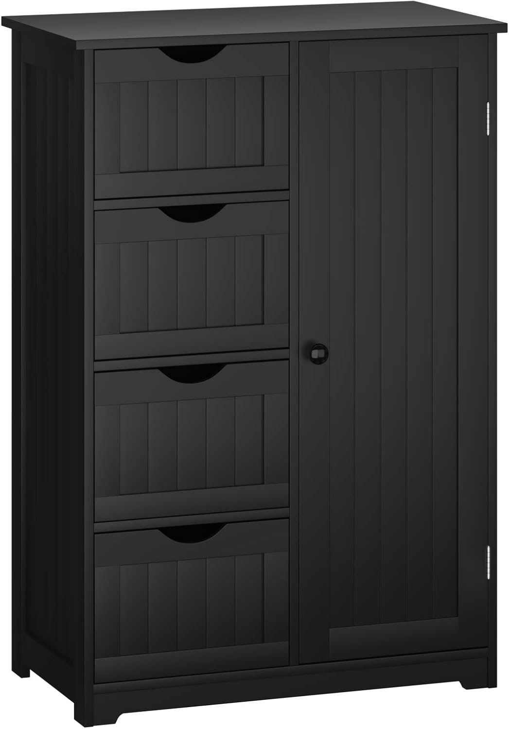 Giantex Bathroom Floor Cabinet Wooden with 1 Door & 4 Drawer, Free Standing Wooden Entryway Cupboard Spacesaver Storage Cabinet (Gray)